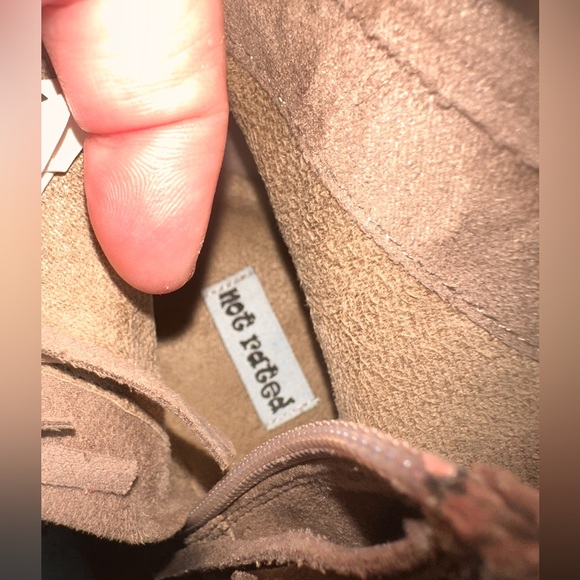 Not Rated size 7.5 suede fringe bootie with silver chain.NWT. stacked heel. - Picture 3 of 10